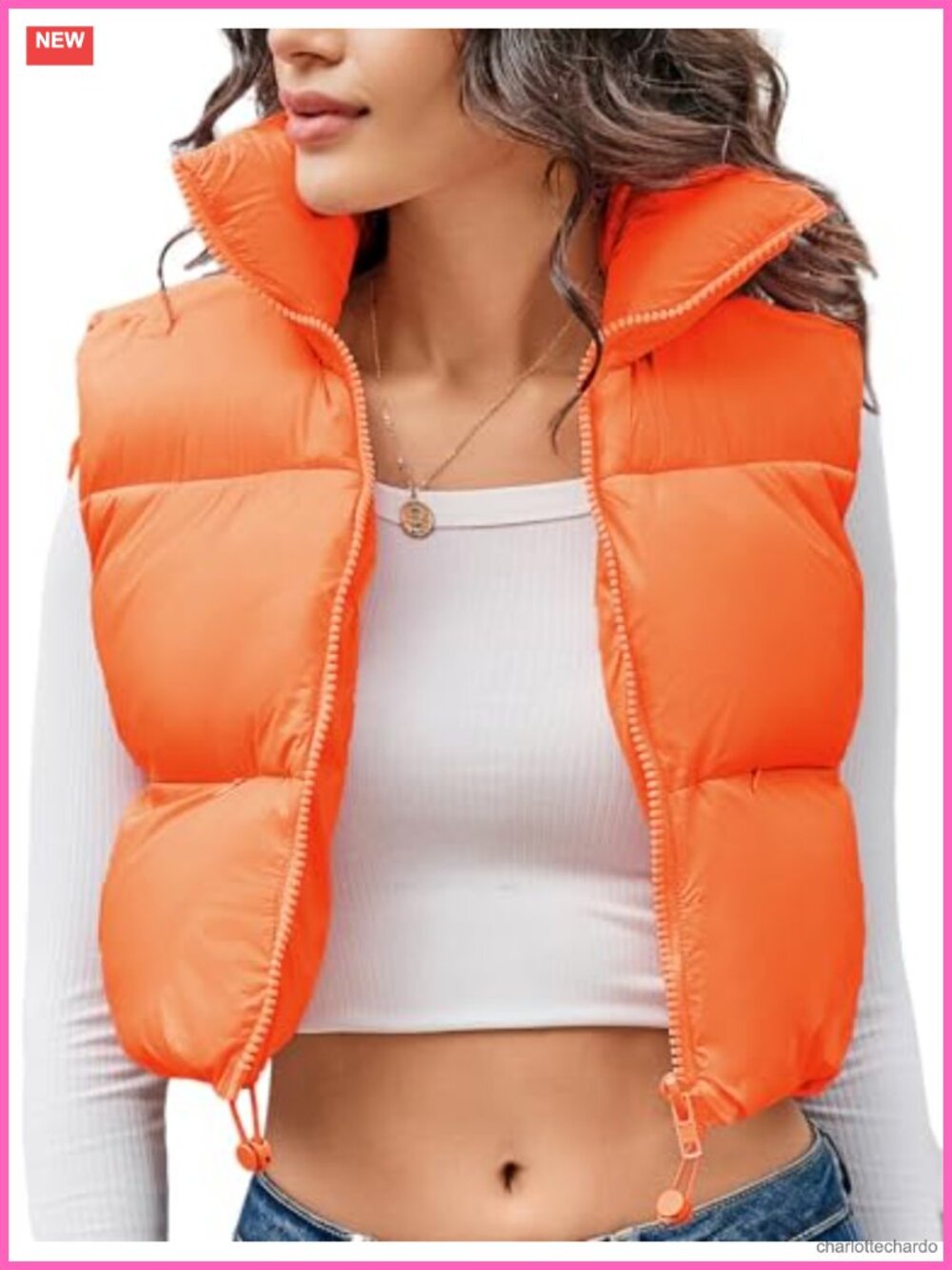 Kissonic Women's Cropped Puffer Vest Lightweight Fluffy Sleeveless Full Zip